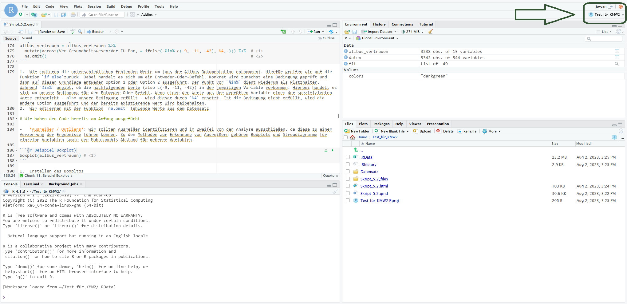 Screenshot RStudio